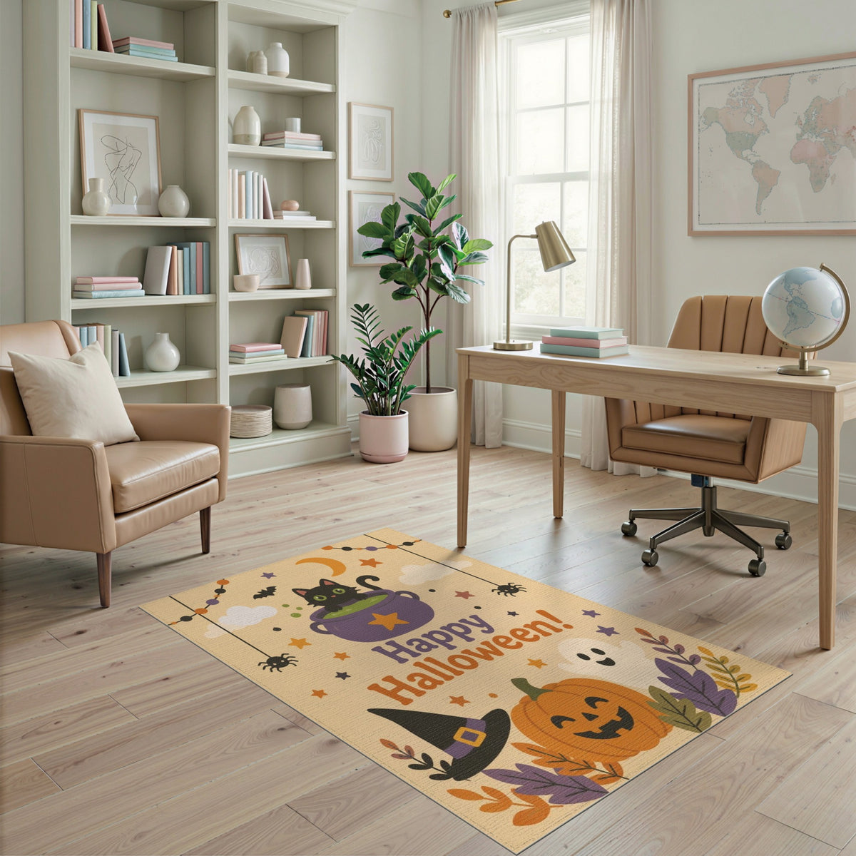 Happy Halloween Black Cat Kids Area Rug
