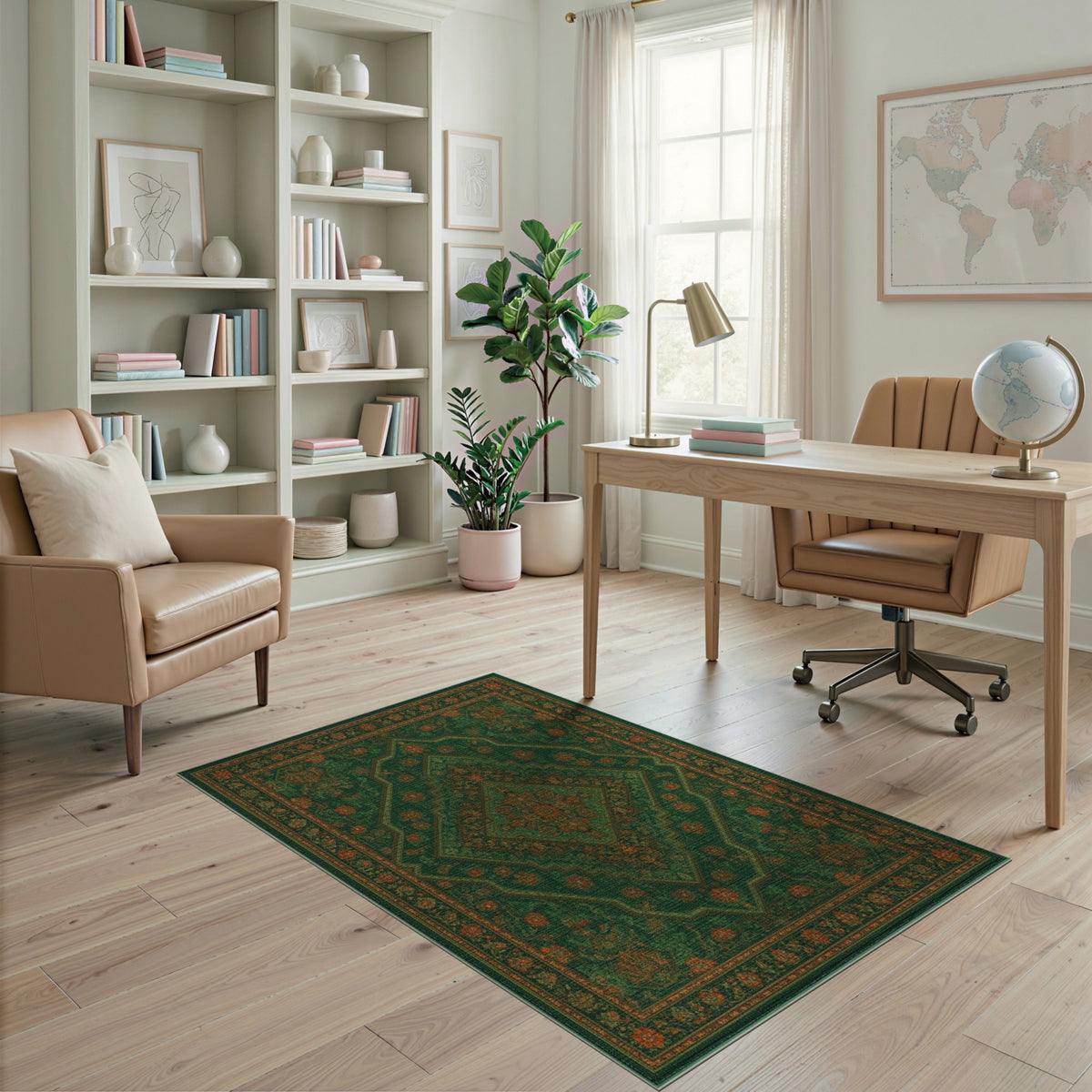 Green Medallion Green Traditional Persian Medallion Area Rug