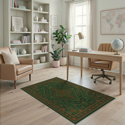 Green Medallion Green Traditional Persian Medallion Area Rug