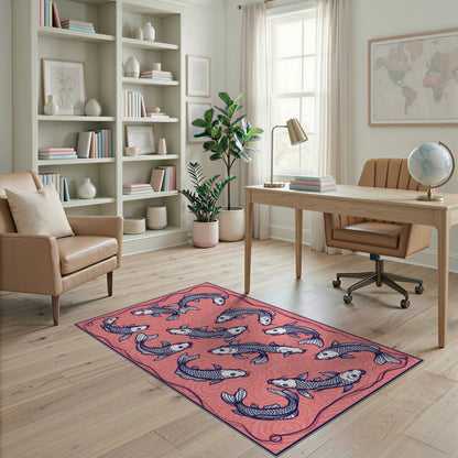 Koi Fish Pink Area Rug