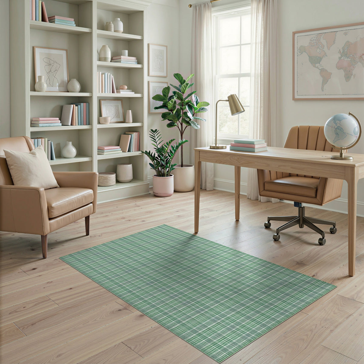 Checkered Green Checkered Geometric Area Rug