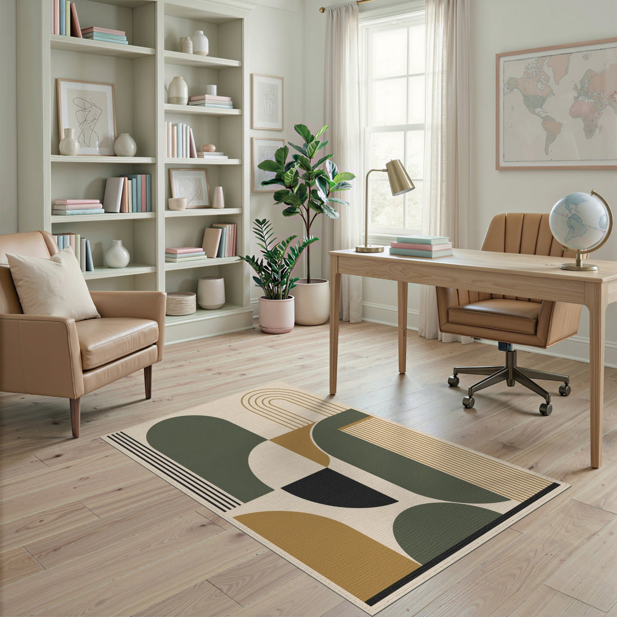 Modern Geometric Arch Beige Area Rug