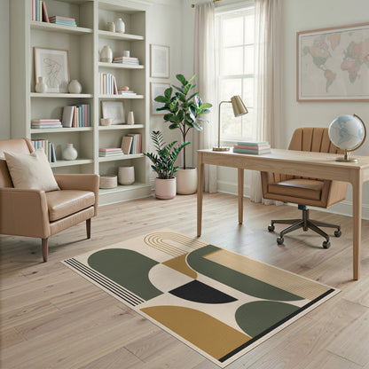 Modern Geometric Arch Beige Area Rug