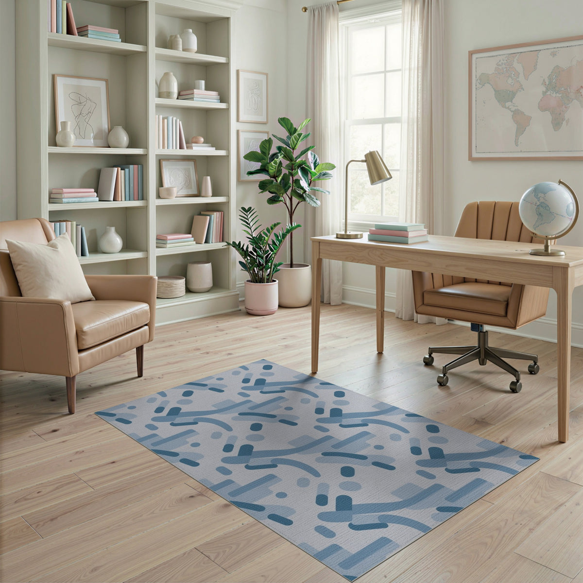 Blue Geometric Modern Area Rug
