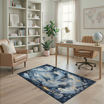 Ghostly Candlelight Spirits Washable Area Rug
