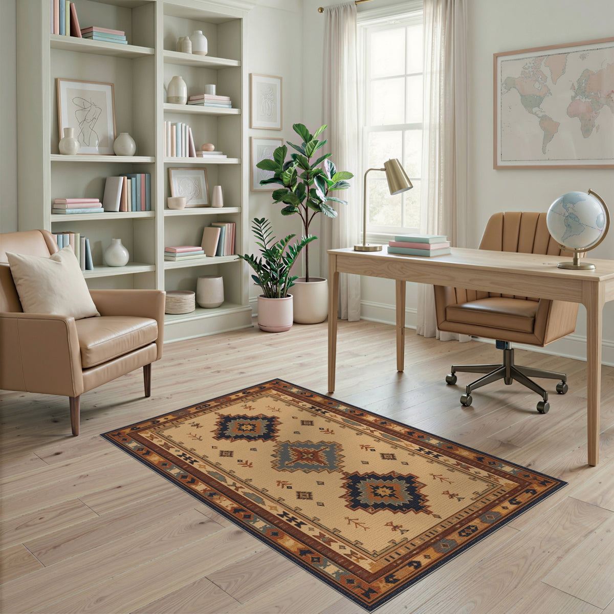 Beige Southwestern Geometric Area Rug