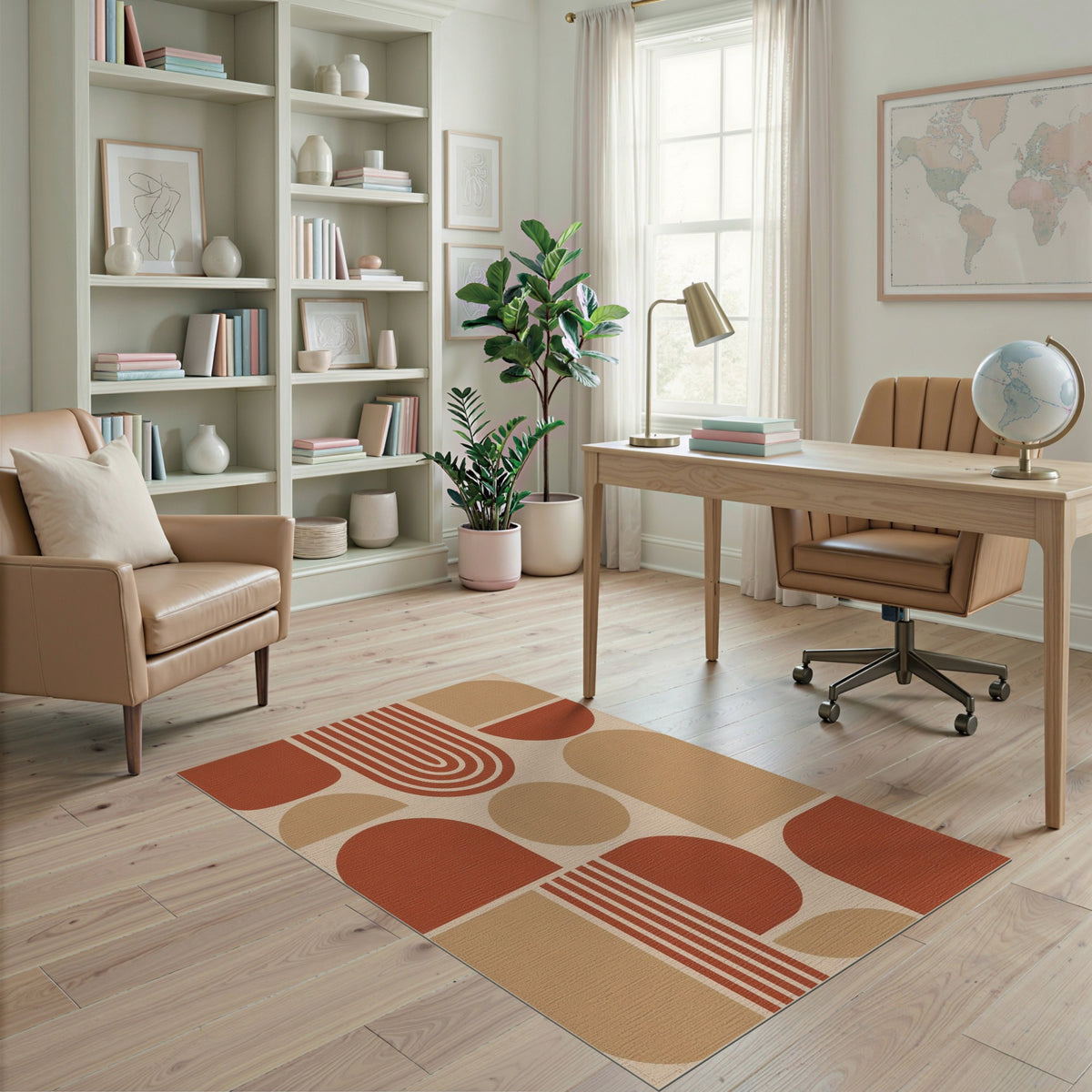 Geometric Modern Red Geometric Abstract Area Rug