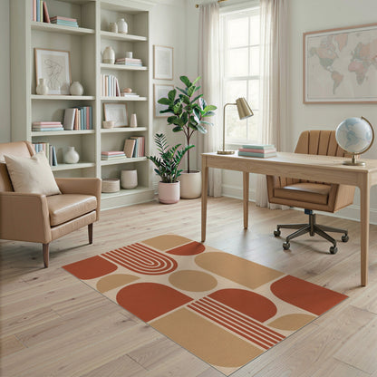 Geometric Modern Red Geometric Abstract Area Rug