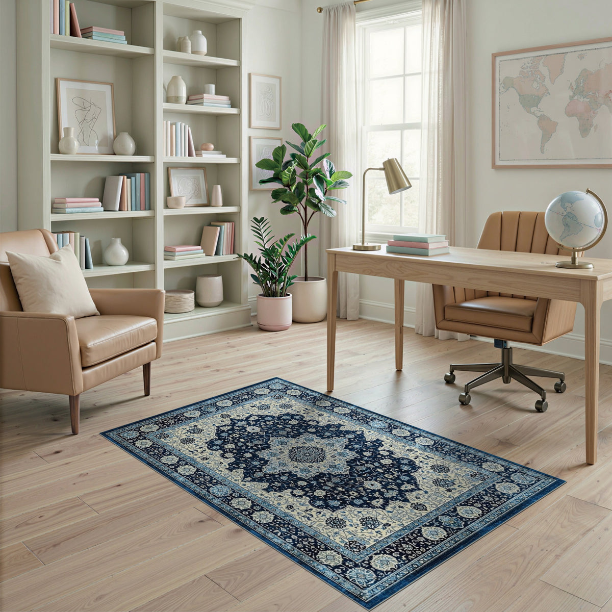 Blue Persian Medallion Area Rug