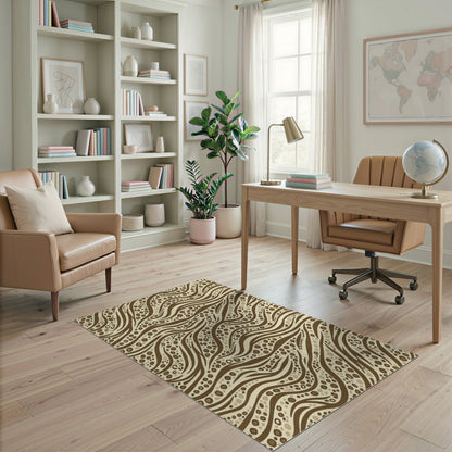 Brown Wavy Dot Abstract Area Rug