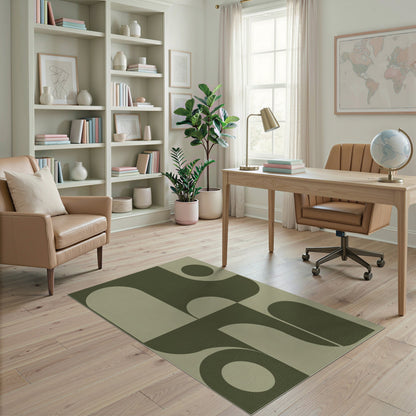 Geometric Modern Olive Green Geometric Modern Area Rug