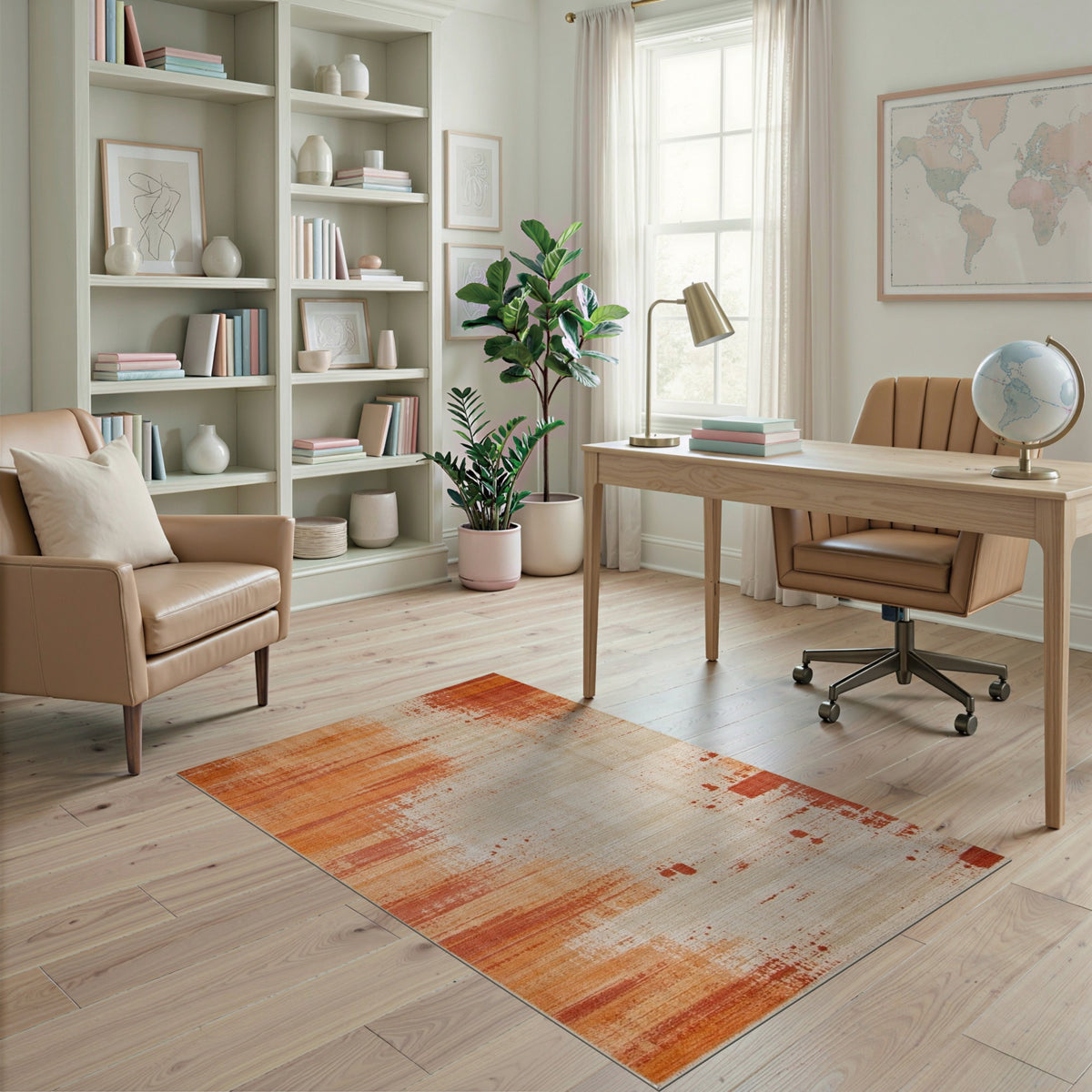 Orange Distressed Vintage Area Rug