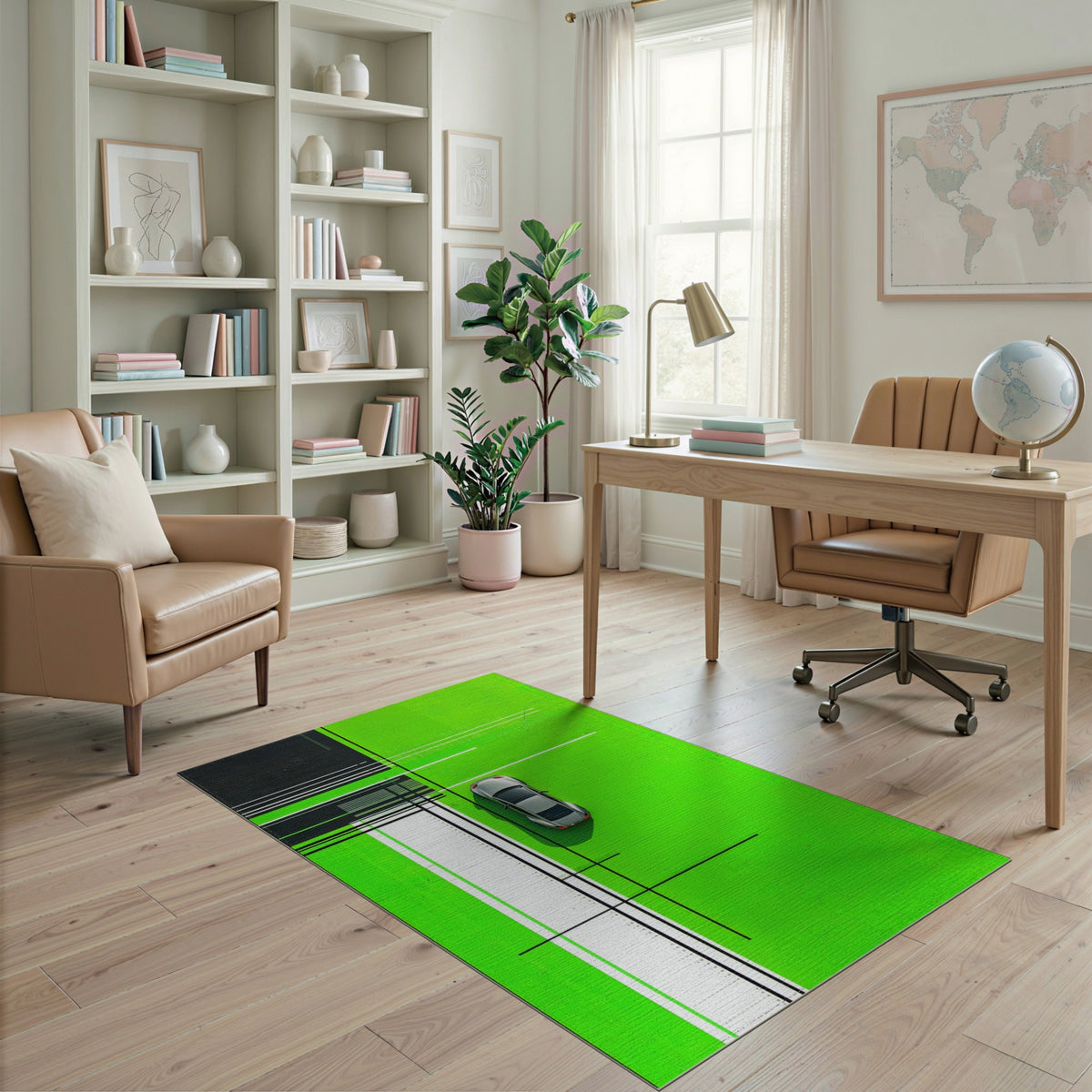 Bold Green Geometric Area Rug
