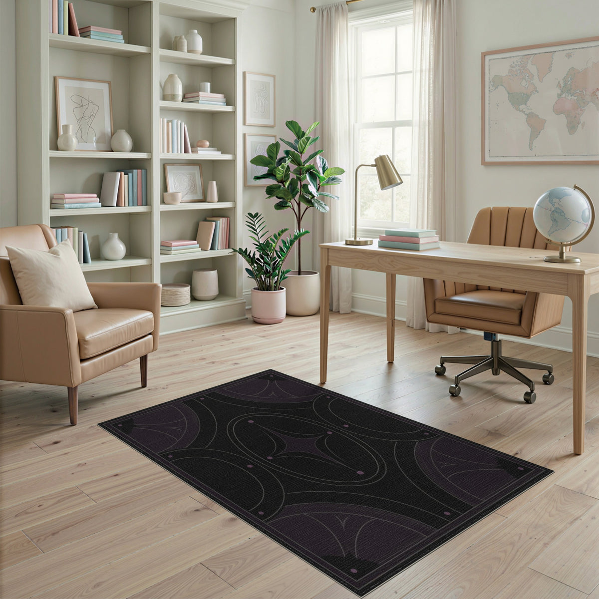 Geometric Modern Purple Geometric Starburst Area Rug