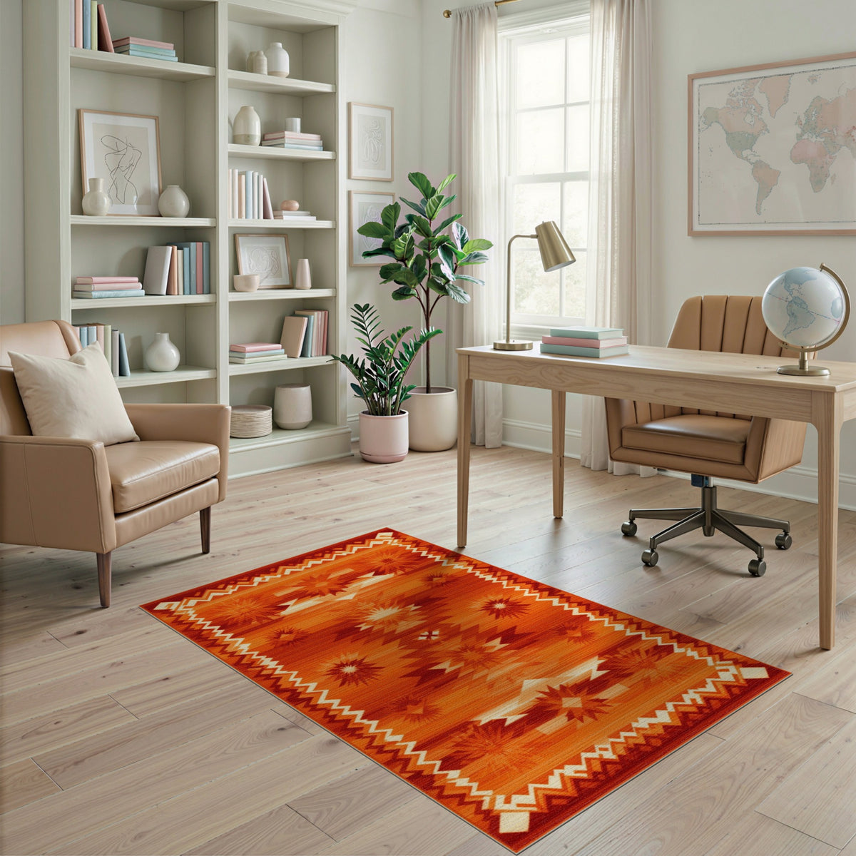 Southwestern Orange Southwestern Starburst Area Rug