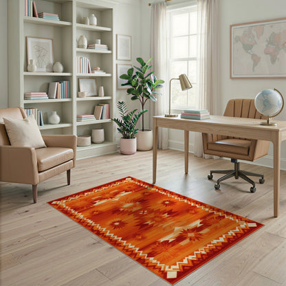 Southwestern Orange Southwestern Starburst Area Rug