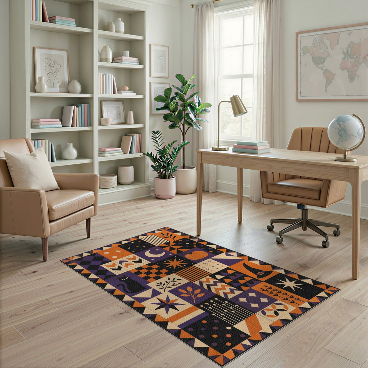 Geometric Modern Halloween Geometric Patchwork Area Rug