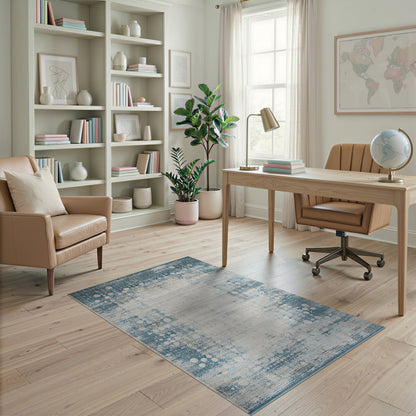 Distressed Vintage Blue Teal Distressed Vintage Area Rug