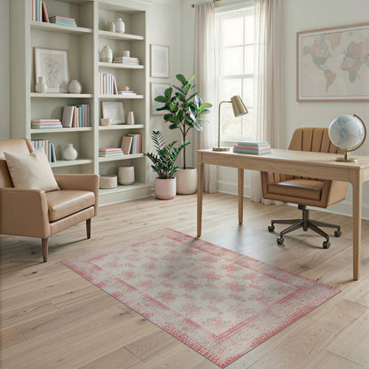 Pink Floral Vintage Area Rug