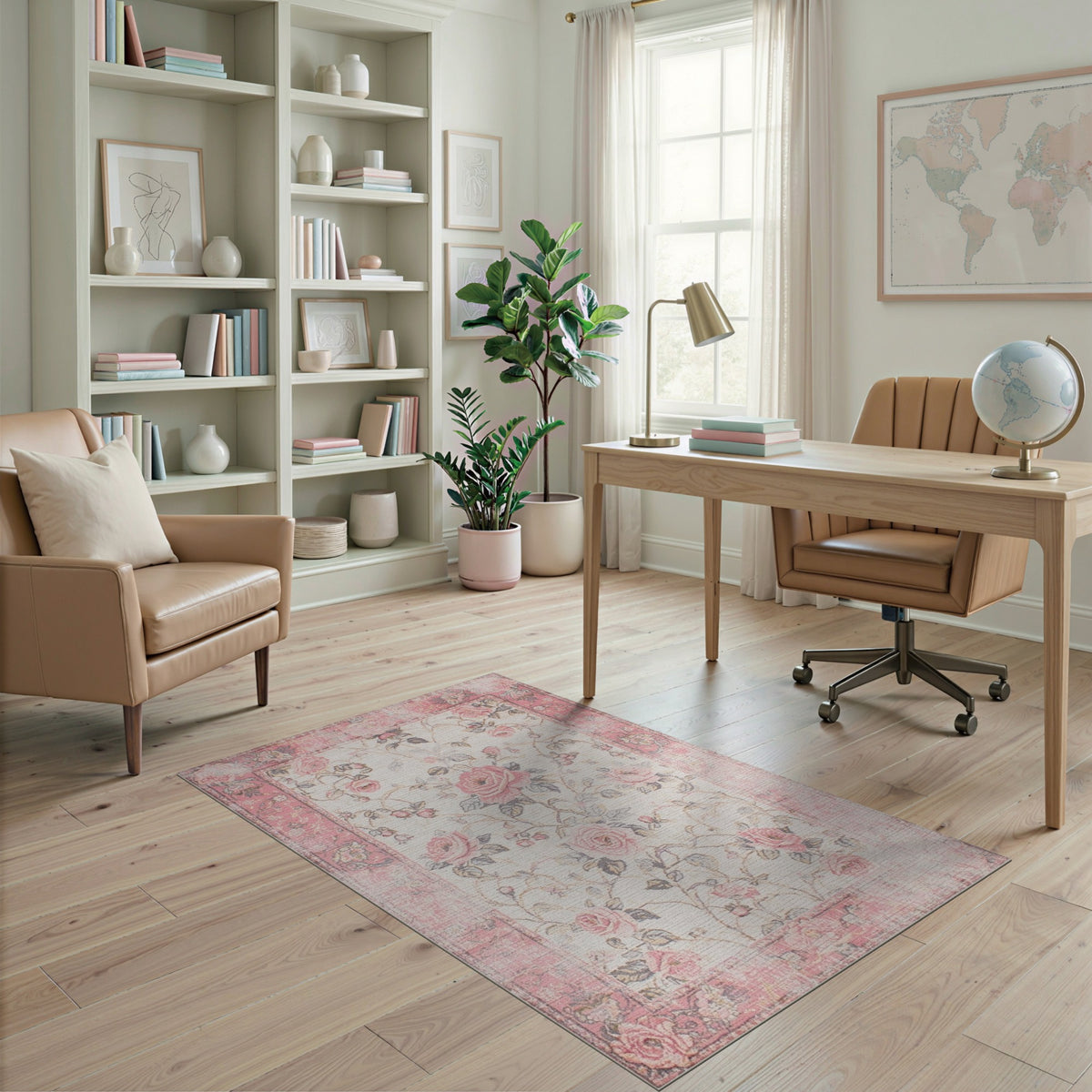Pink Rose Floral Vintage No. 48 Area Rug
