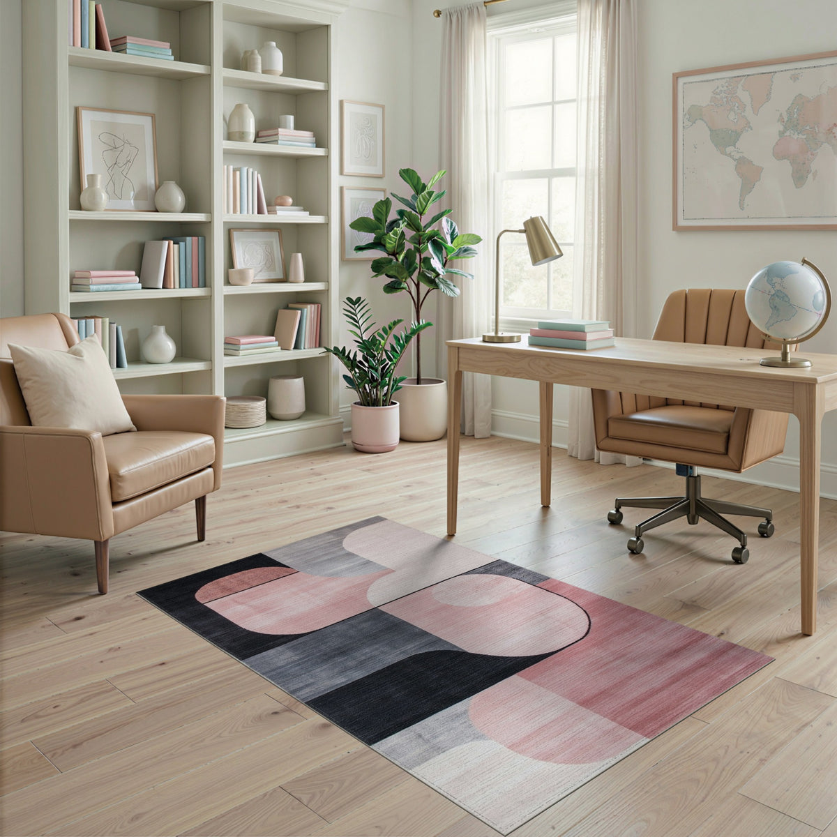 Modern Pink Geometric Area Rug