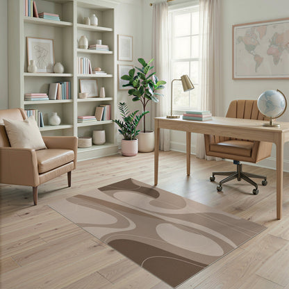 Abstract Brown Flow Area Rug