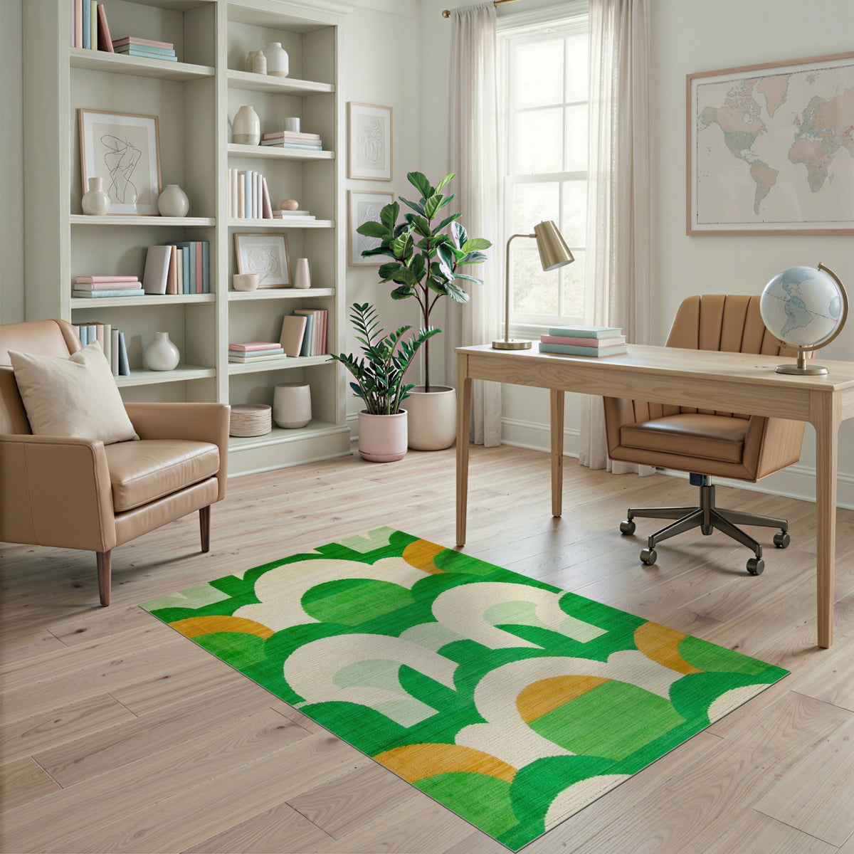 Green Geometric Arch Area Rug