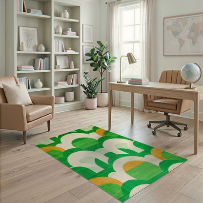 Green Geometric Arch Area Rug
