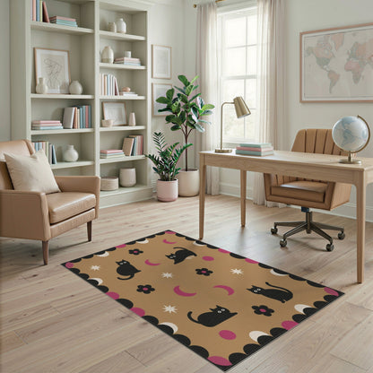 Black Cat Moon Kids Area Rug