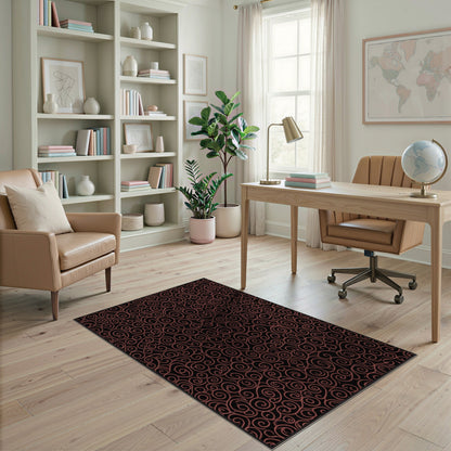Red Spiral Swirl Area Rug