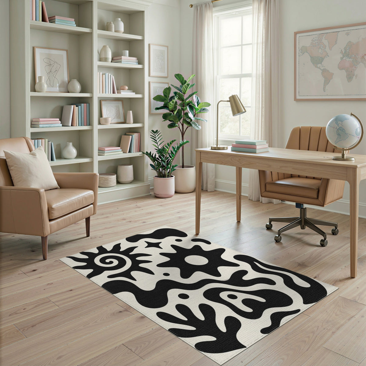 Abstract Area Bold Black White Abstract Area Rug