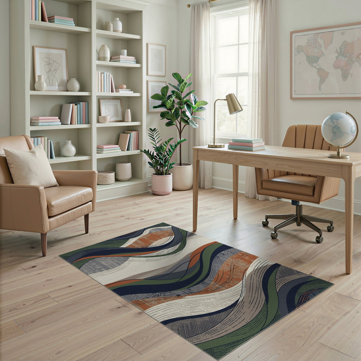 Flowing Waves Abstract Area Rug