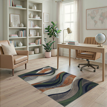 Flowing Waves Abstract Area Rug