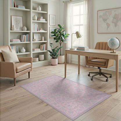 Pink Floral Vintage Area Rug