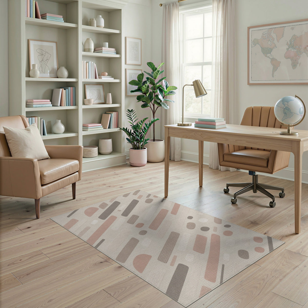 Neutral Blush Geometric Area Rug