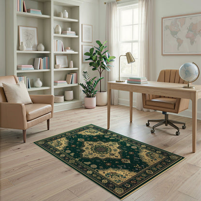 Medallion Traditional Persian Emerald Green Persian Medallion Area Rug