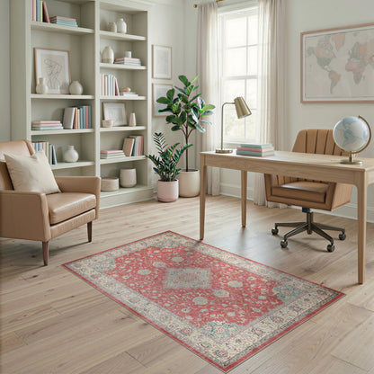 Red Persian Floral Medallion No. 26 Area Rug