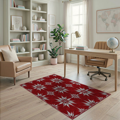 Red Starburst Geometric Red Area Rug