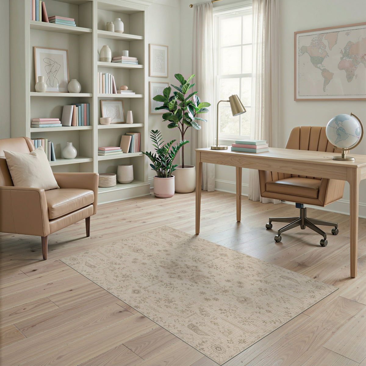 Beige and Neutral Beige Traditional Persian Area Rug