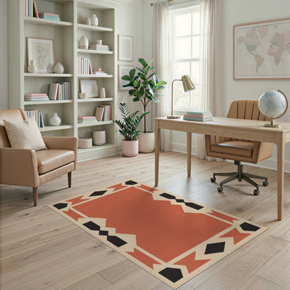 Geometric Orange Southwestern Orange Geometric Area Rug
