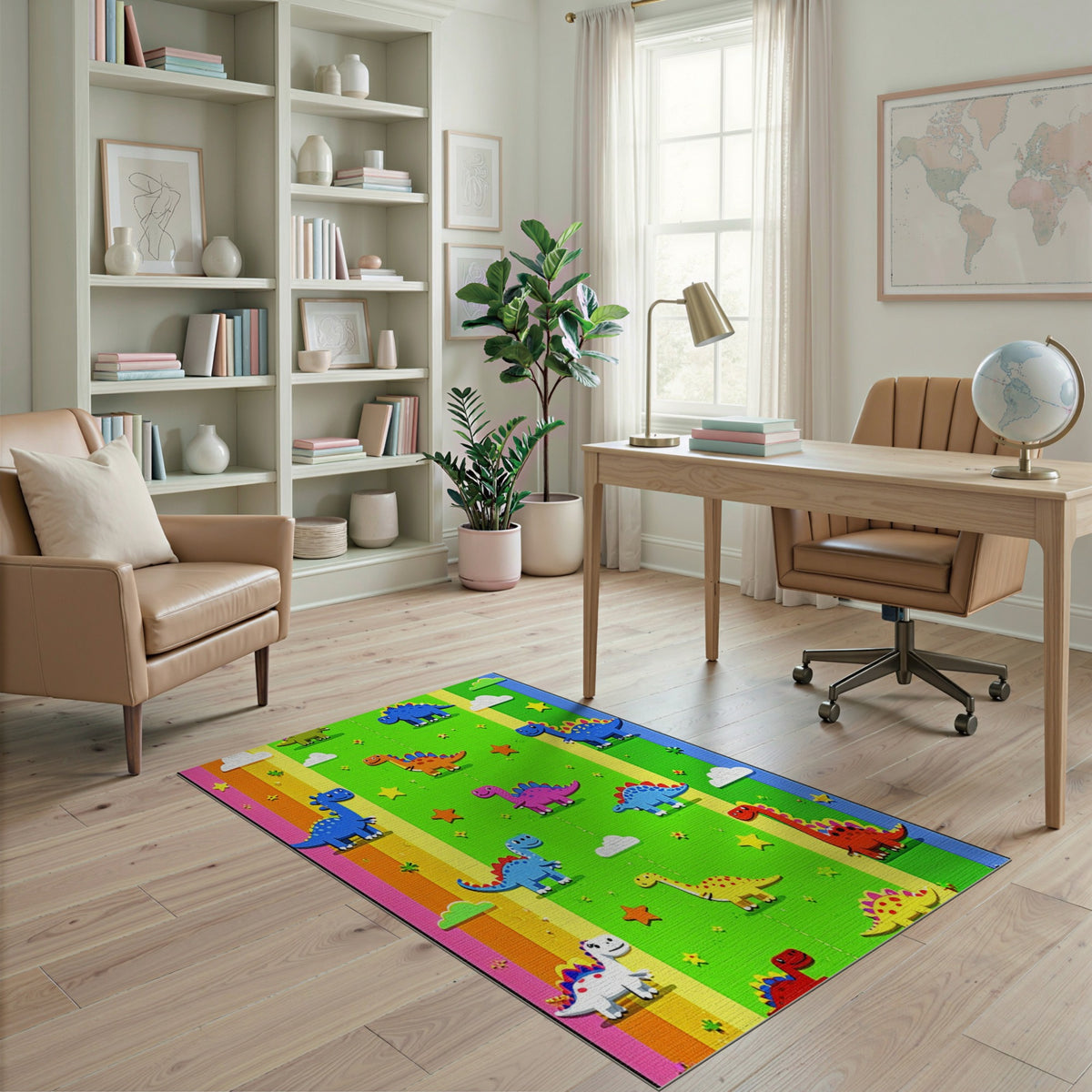 Multi-color and Patterns Colorful Dinosaur Kids Area Rug