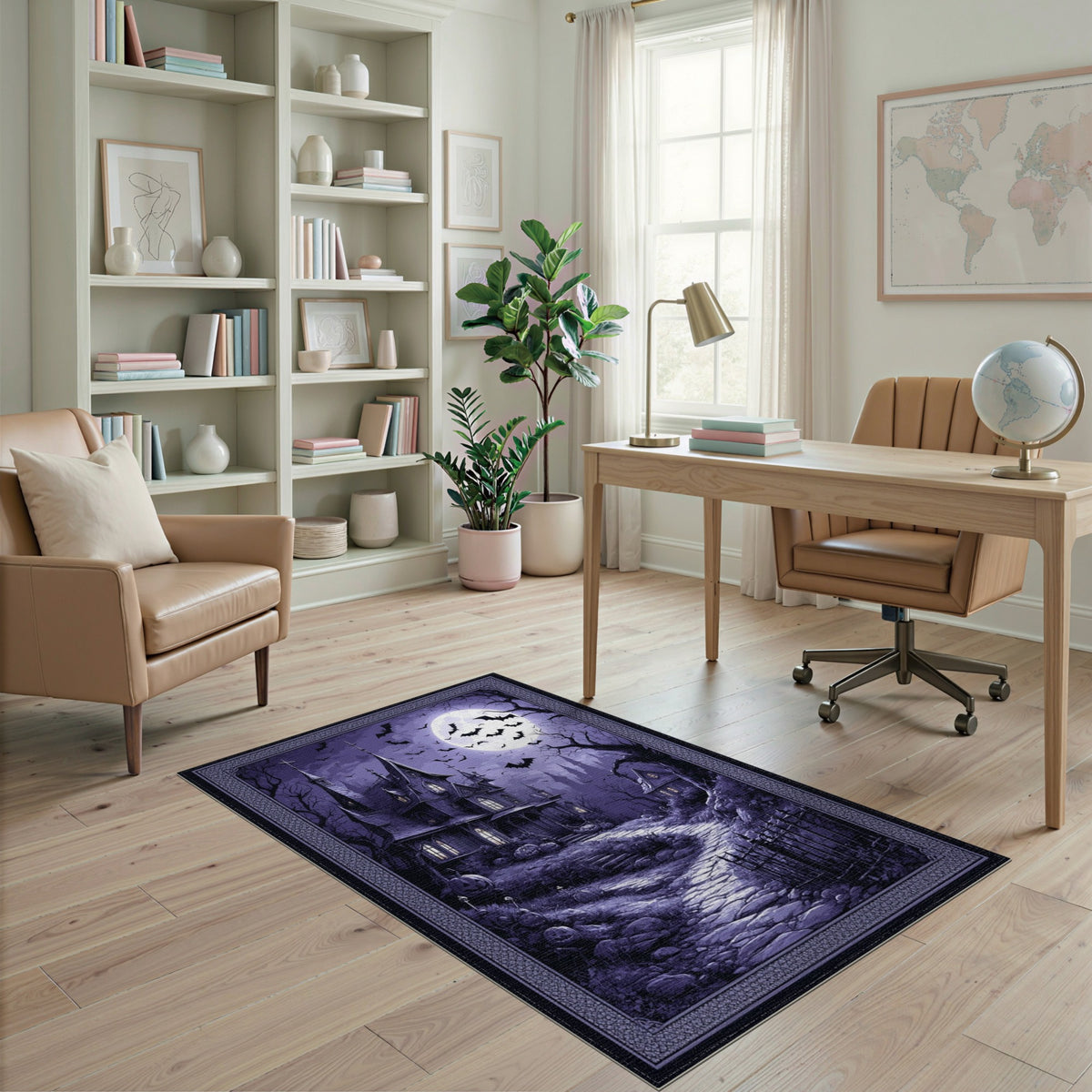 Purple Gothic Haunted House Area Rug
