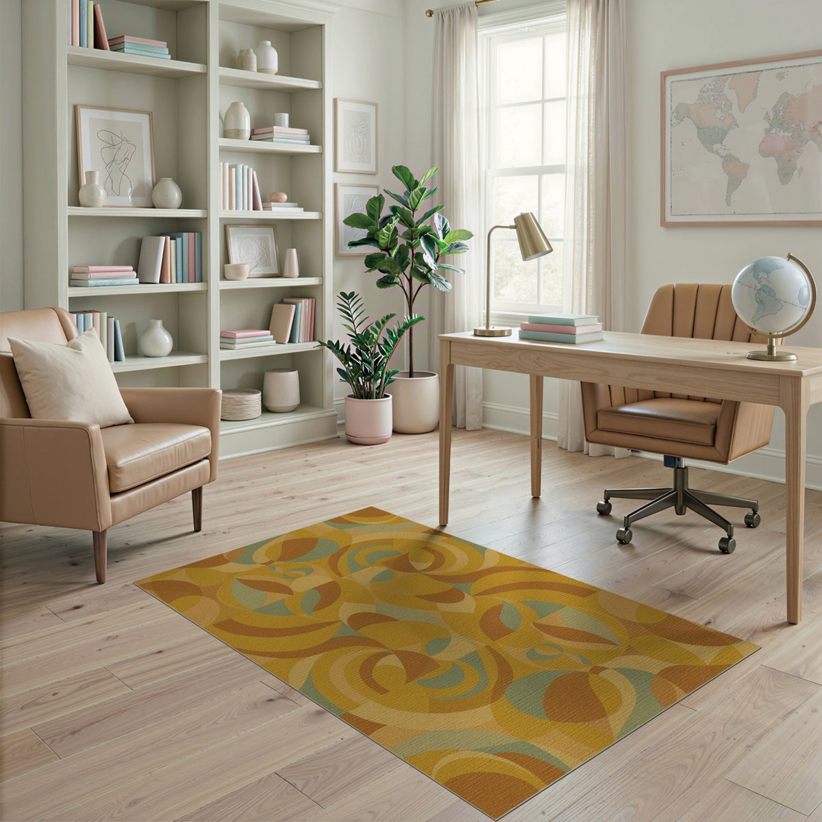 Retro Abstract Swirl Area Rug