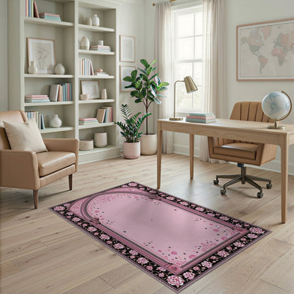 Pink Floral Arch Vintage Area Rug