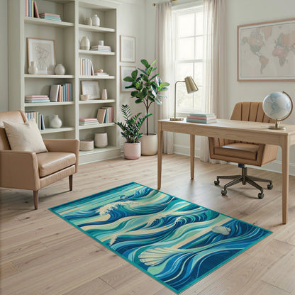 Coastal Wave Seashell Area Rug
