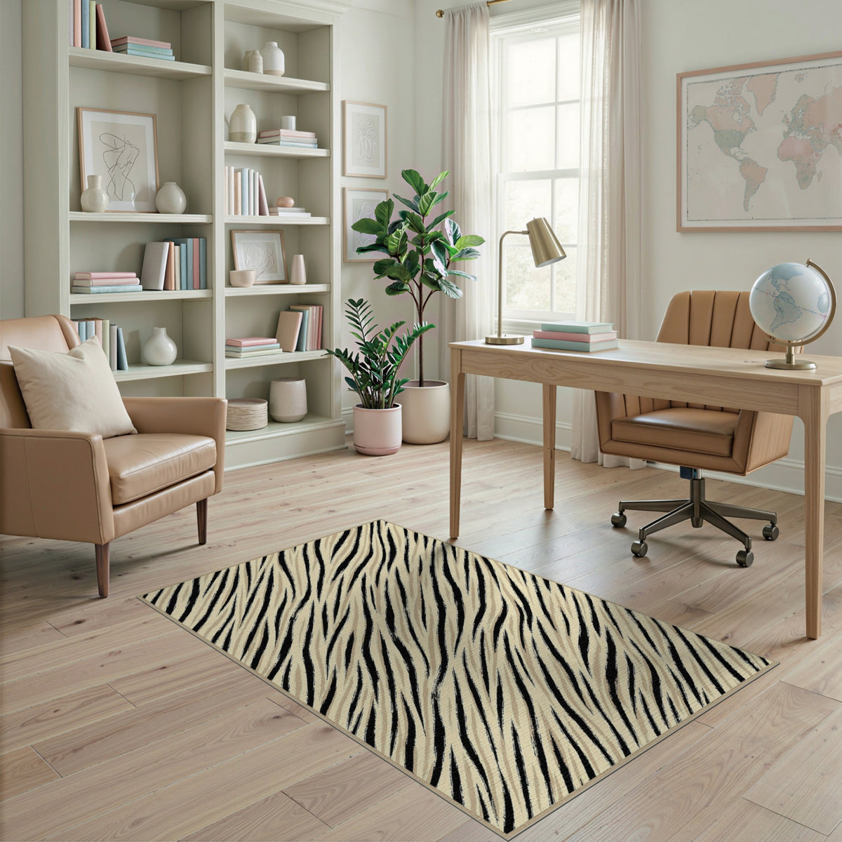 Zebra Stripe Beige Area Rug