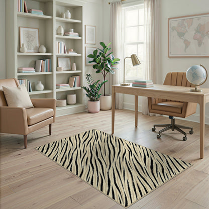 Zebra Stripe Beige Area Rug