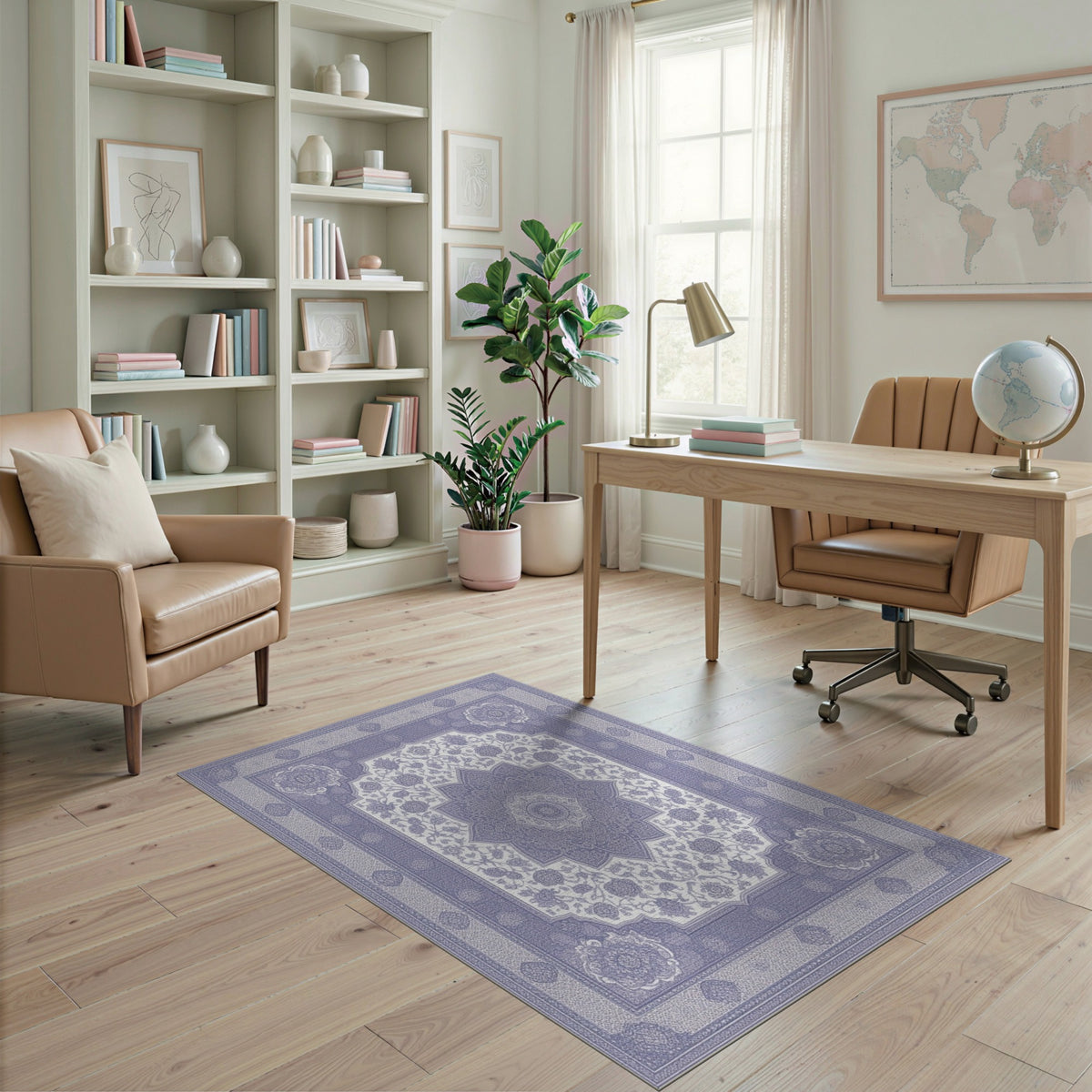 Purple Persian Medallion Floral Area Rug