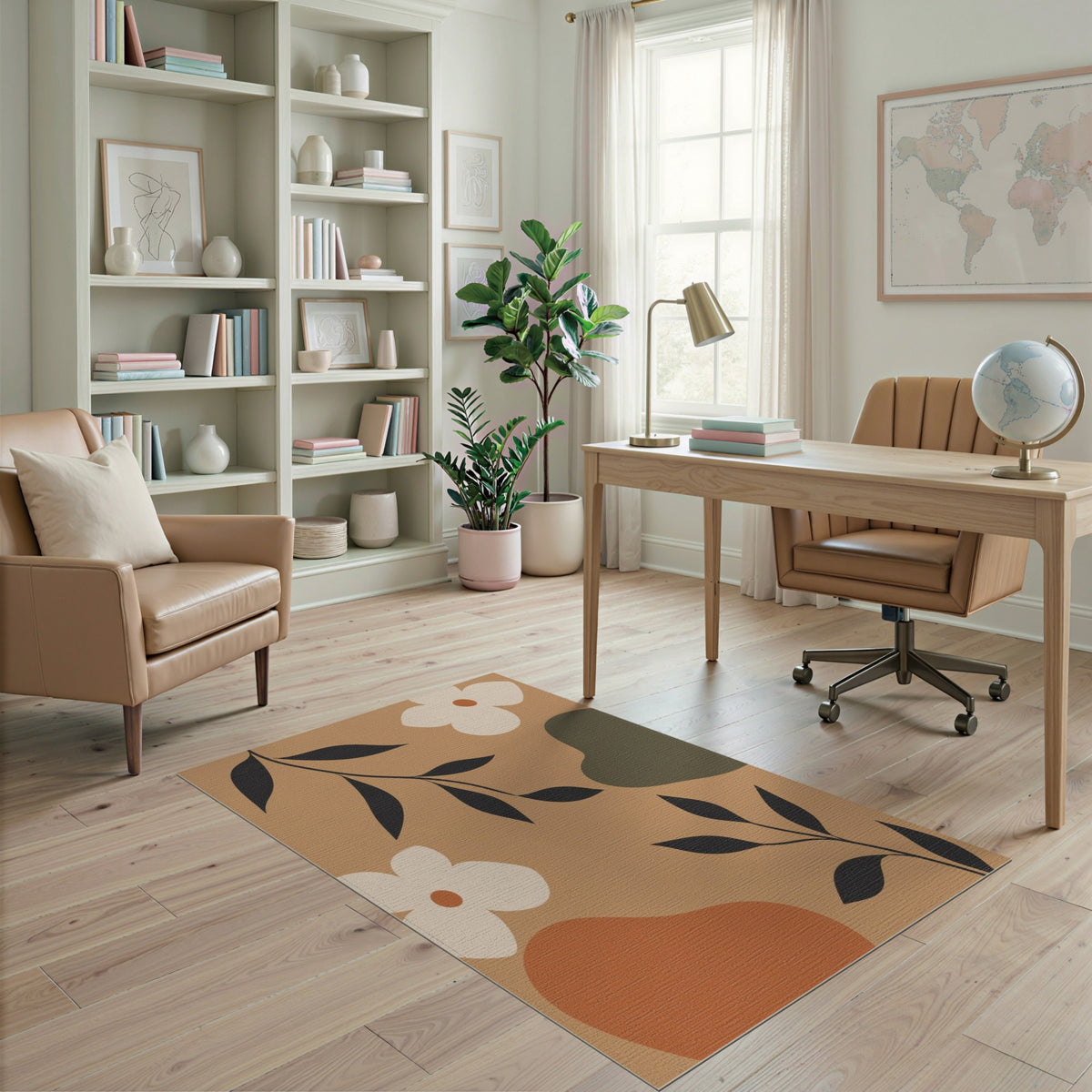 Brown Floral Vintage Area Rug