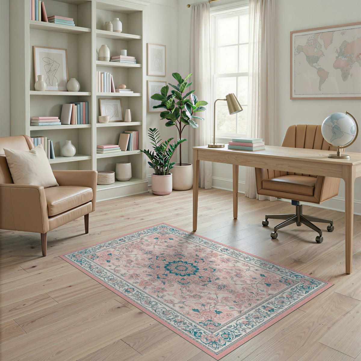 Pink Medallion Pink Floral Vintage Medallion Rug